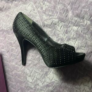 Brand New Rhinestones Black Open toe heels